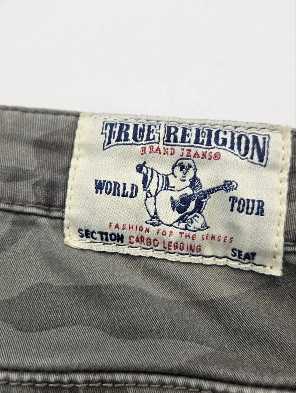 True Religion Green Camo Super Skinny Jeans Pants Size 28 Zipper Ankle Low Rise